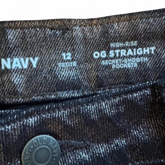 NWT Old Navy Black Shimmery Denim Jeans 12 petite - Picture 5 of 8